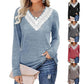 Dames Kant V-hals Losse Pasvorm Pullover Shirt