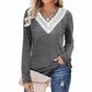 Dames Kant V-hals Losse Pasvorm Pullover Shirt