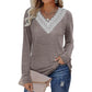 Dames Kant V-hals Losse Pasvorm Pullover Shirt