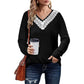 Dames Kant V-hals Losse Pasvorm Pullover Shirt