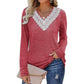 Dames Kant V-hals Losse Pasvorm Pullover Shirt
