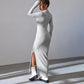 V-hals Bodycon Gebreide Jurk