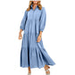 Vrouwen Plus Size Casual Revers Lange Jurk