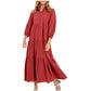 Vrouwen Plus Size Casual Revers Lange Jurk