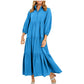 Vrouwen Plus Size Casual Revers Lange Jurk