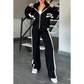 🎅Kerstuitverkoop gestreepte jas met rits en casual broek voor dames✨