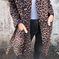 Dames Trenchcoat met Capuchon en Luipaardprint, Open Voorkant