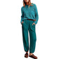 Effen Kleur Gebreide Top met Zak en Broek Set