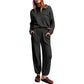 Effen Kleur Gebreide Top met Zak en Broek Set