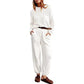Effen Kleur Gebreide Top met Zak en Broek Set