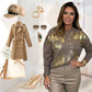 Gouden Metallic Gedrukte Ronde Hals Trui