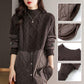 Vrouwen Elegante Gebreide Patchwork Warme Jas