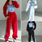 Dames Trendy Kleurblok Jas & Broek 2-Delige Set