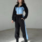 Dames Trendy Kleurblok Jas & Broek 2-Delige Set
