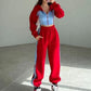 Dames Trendy Kleurblok Jas & Broek 2-Delige Set