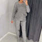 Tweedelig Dames Set: Sweatshirt met Glitter Strass Steentjes & Casual Broek