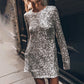 Elegante lange mouw pailletten jurk voor dames