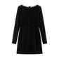 Elegante Vierkante Hals Lange Mouw Jurk
