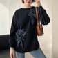 Dames losse sweatshirt met 3D bloemen versiering
