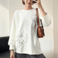 Dames losse sweatshirt met 3D bloemen versiering