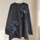 Dames losse sweatshirt met 3D bloemen versiering
