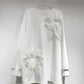 Dames losse sweatshirt met 3D bloemen versiering