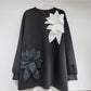 Dames losse sweatshirt met 3D bloemen versiering