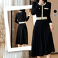 Dames Elegante Plissé Contrastkleur Jurk