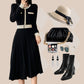 Dames Elegante Plissé Contrastkleur Jurk