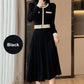 Dames Elegante Plissé Contrastkleur Jurk