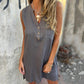Mouwloze V-hals jurk met knoopsluiting voor dames
