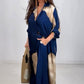 Volledige Knoopsluiting Lang Shirt & Trekkoord Broek Set