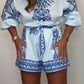 Gedessineerde Knoopsluiting Shorts Co-ord