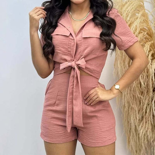 Mode vlinderdas overhemd + shorts 2-delige set