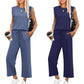 🌺 Topaanbieding: 49% KORTING 🌺 Nieuwe 2-delige set voor dames: mouwloze top en broek met wijde pijpen
