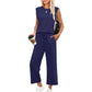 🌺 Topaanbieding: 49% KORTING 🌺 Nieuwe 2-delige set voor dames: mouwloze top en broek met wijde pijpen