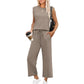 🌺 Topaanbieding: 49% KORTING 🌺 Nieuwe 2-delige set voor dames: mouwloze top en broek met wijde pijpen