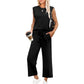 🌺 Topaanbieding: 49% KORTING 🌺 Nieuwe 2-delige set voor dames: mouwloze top en broek met wijde pijpen