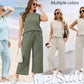 🌺 Topaanbieding: 49% KORTING 🌺 Nieuwe 2-delige set voor dames: mouwloze top en broek met wijde pijpen