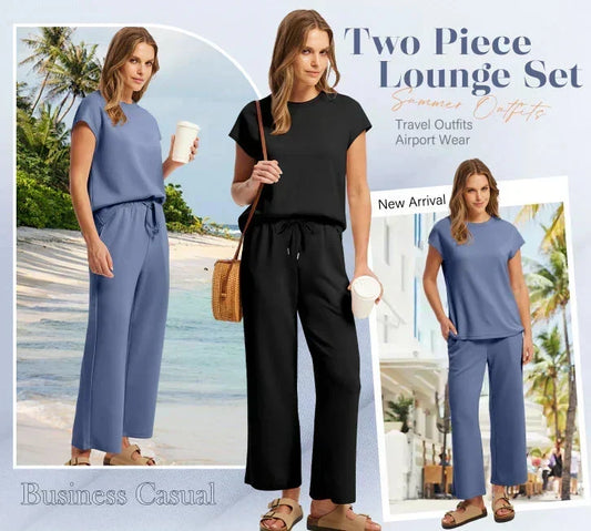 🌺 Topaanbieding: 49% KORTING 🌺 Nieuwe 2-delige set voor dames: mouwloze top en broek met wijde pijpen