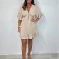 Vrouwen V-Hals Babydoll Mini Jurk