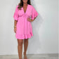Vrouwen V-Hals Babydoll Mini Jurk