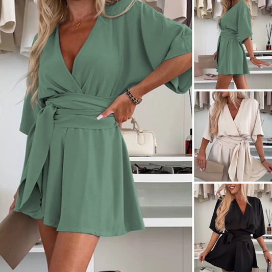 🔥Nieuwe modellen gelanceerd - tijdelijke korting🔥Elegante romper met korte mouwen en korte mouwen voor dames
