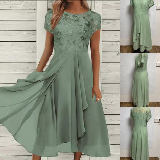 Elegante jurk met ronde hals voor dames