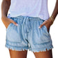 🌞Nieuwe zomercollectie 2026🌸Denimshort met hoge taille, trekkoord en versleten look