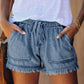 🌞Nieuwe zomercollectie 2026🌸Denimshort met hoge taille, trekkoord en versleten look