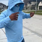 Lichtgewicht, sneldrogende hoodie voor heren met UV-bescherming, geïntegreerde gezichtsbescherming, vierwegstretch en zweetabsorberende eigenschappen