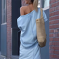 Dames diagonale schoudertop met gesplitste denim lange rok