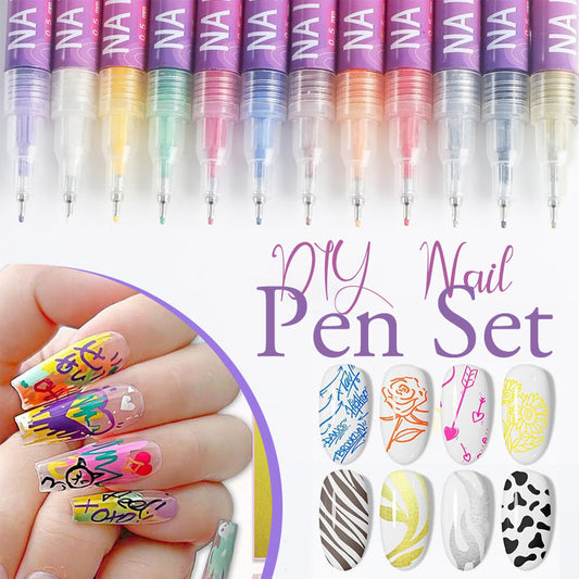 🌈🎁Hete verkoop 49% KORTING⏳🎨12 kleuren Nail Art Pens Set💅