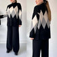 Modieuze kleurblokkerende ruitjes trui & broek set
